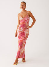 Kasey Midi Dress - Flamingo Fling