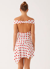 Alma Mini Dress - White Red Polka Dot