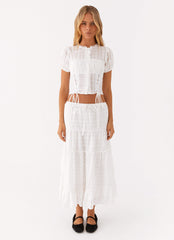 Beatrix Frill Midi Skirt - White