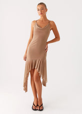 Bessie Midi Dress - Beige