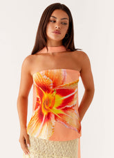 Blaise Scarf Top - Orange Floral