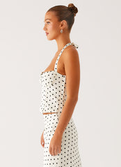 Breanne Top - White Polka Dot