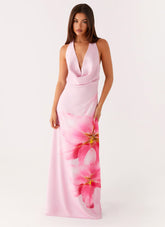 Bryony Cowl Maxi Dress - Pink