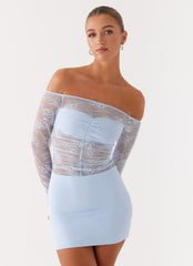 Collide Lace Mini Dress - Blue