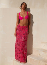 Corinna Low Rise Sequin Maxi Skirt - Fuschia