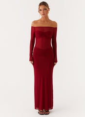 Divine Beauty Mesh Maxi Dress - Maroon