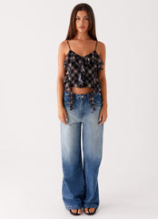 Jessie Cami Top - Taupe Check