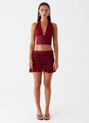 Kitty Chiffon Mini Skirt - Cherry Red
