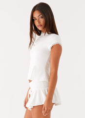 Landon Button Up Top - White