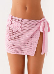 Palazzo Crochet Wrap Skirt - Pink