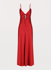 Flora Satin Maxi Dress - Cherry