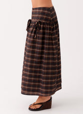Quiet Places Midi Skirt - Chocolate Check