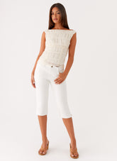 Rocco Denim Capri Pants - Off White