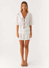 Summer Escape Embroidered Top - White