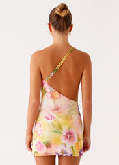 Bohemian Bliss Mesh Mini Dress - Sunburst Floral