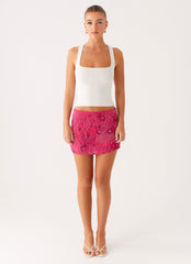 Adored By You Mini Skirt - Fuschia