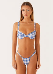 Airlie Scrunch Bikini Bottoms - Ivory Blue Check