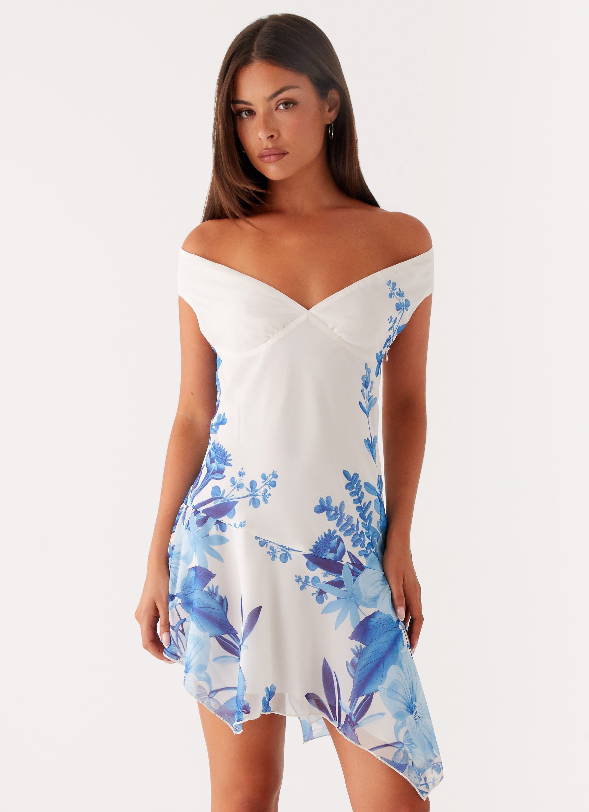Alma Mini Dress - Blue Floral Print
