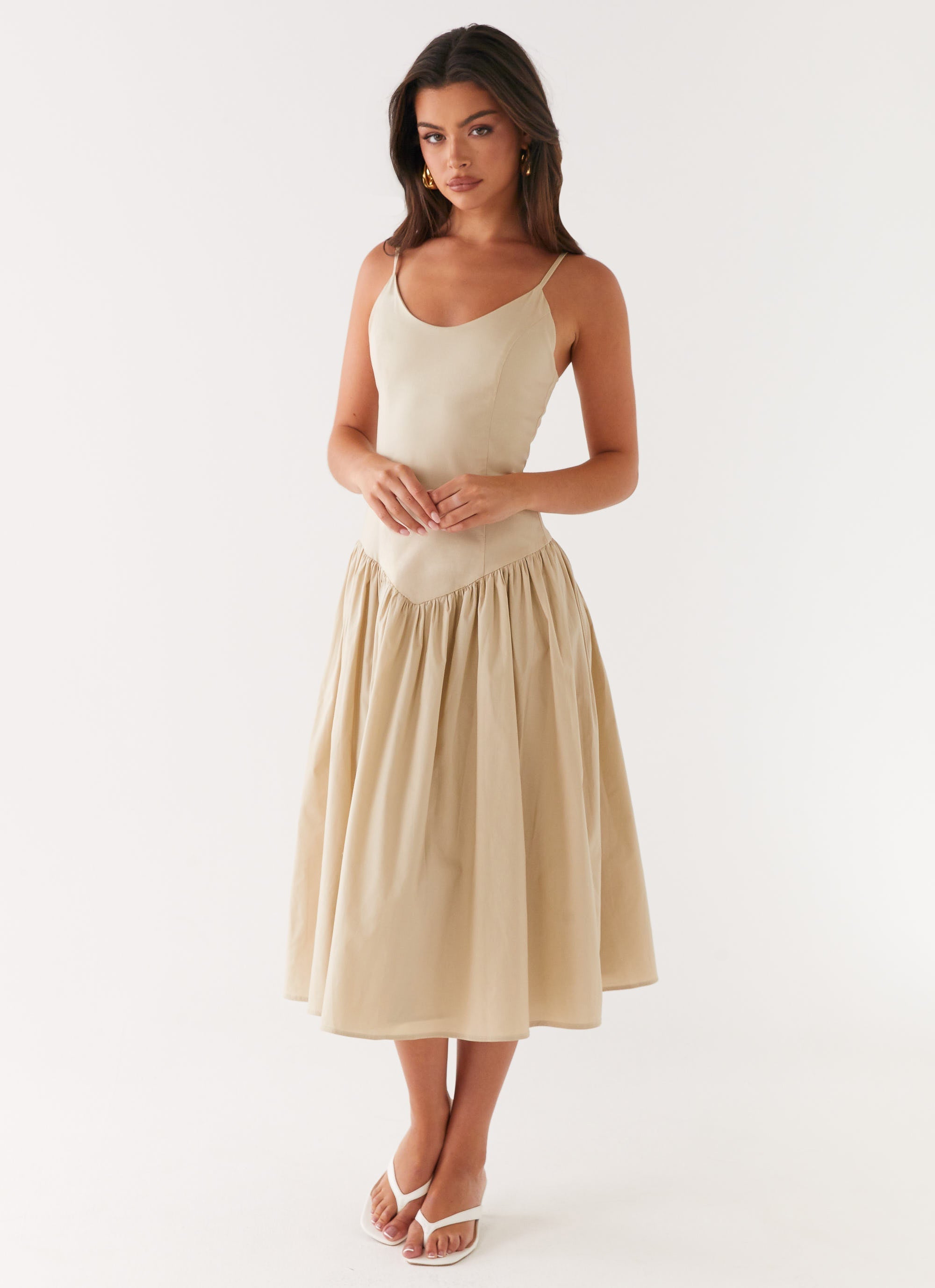 Azalea Midi Dress - Beige