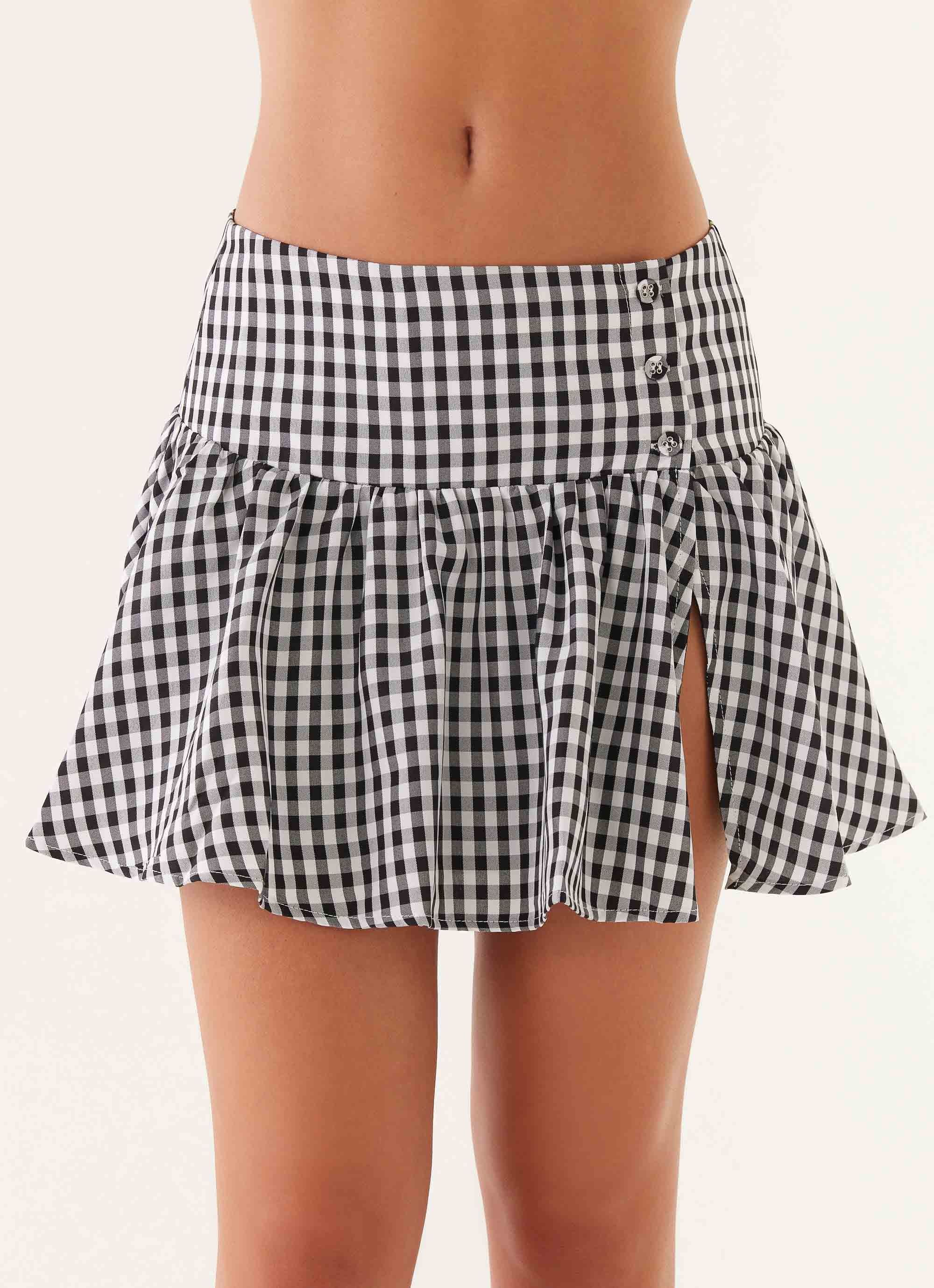 Bellamy Mini Skirt - Black Gingham