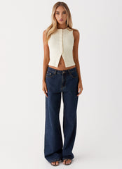 Blair Buttoned Tank Top - Yellow