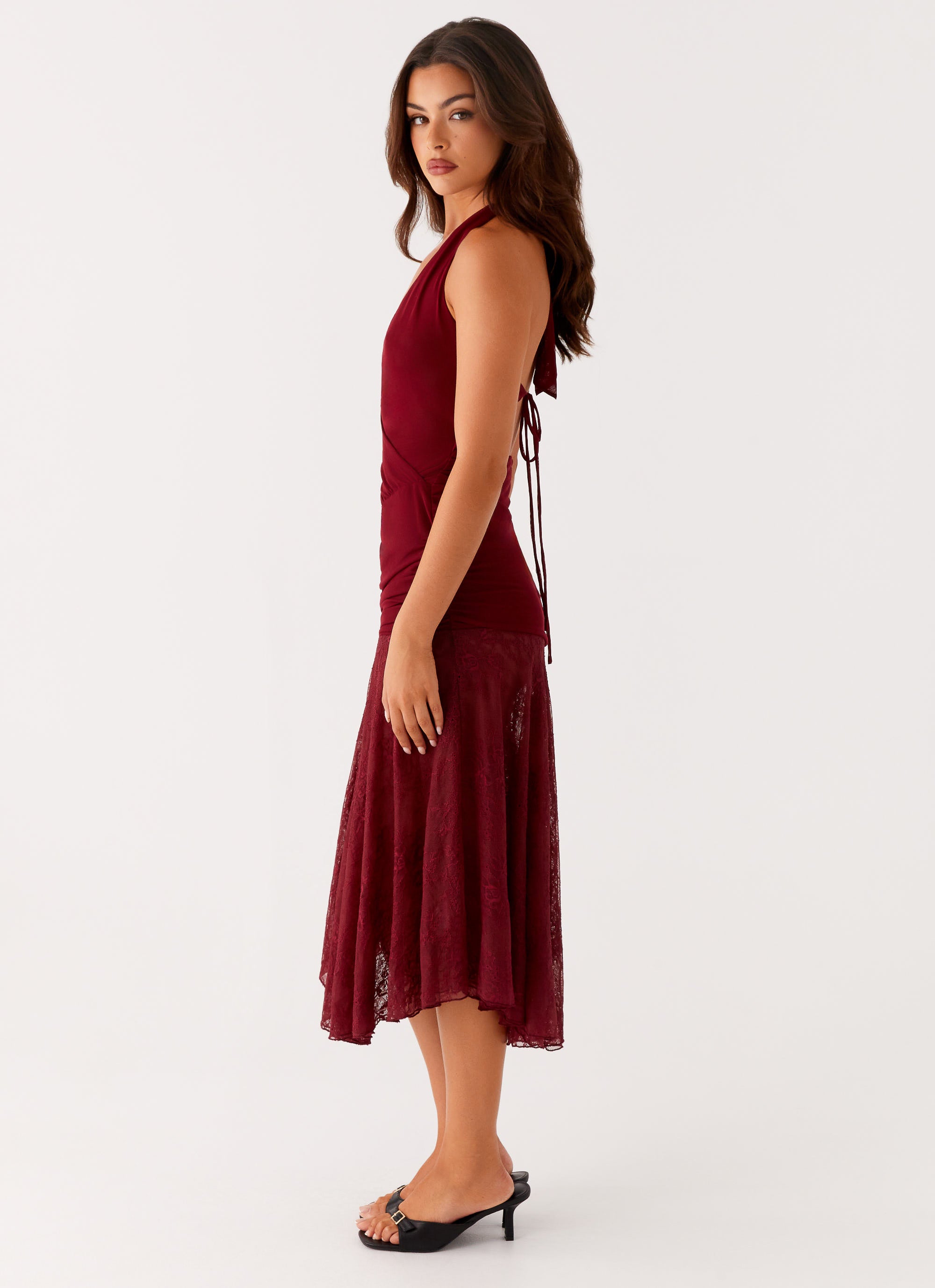 Burnout Midi Dress - Maroon