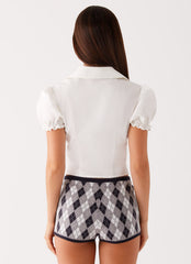 Cheyanne Knit Mini Shorts - Diamond Navy