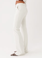 Cyra Low Rise Slim Fit Pants - Ivory
