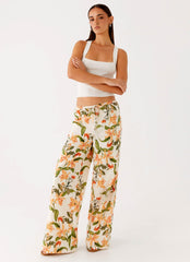 Dalida Linen Pants - Floral Print