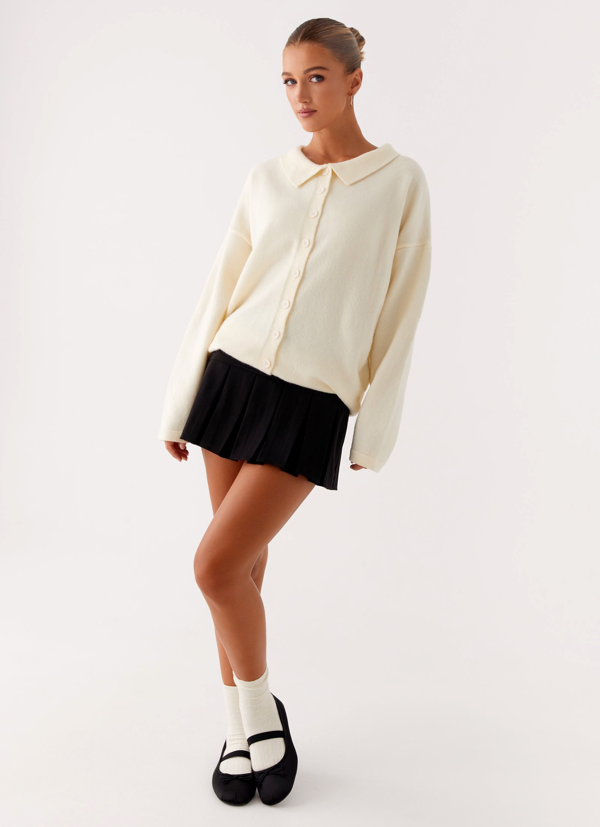 Dorian Button Knit Sweater - Ivory