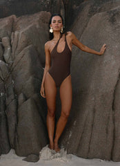 Drifted One Piece Swimsuit - Chocolate