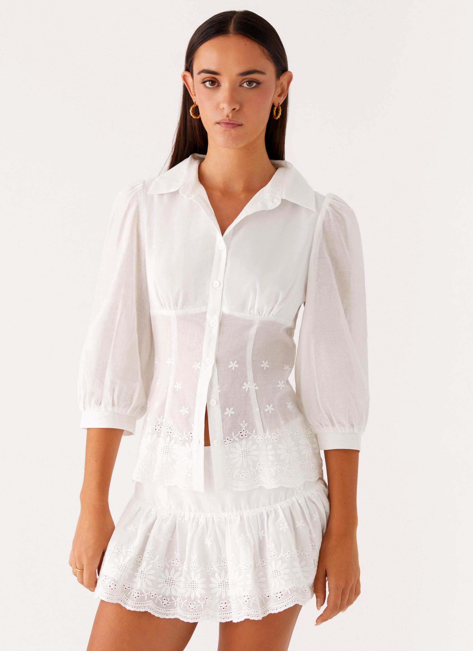 Frida Broderie Top - White