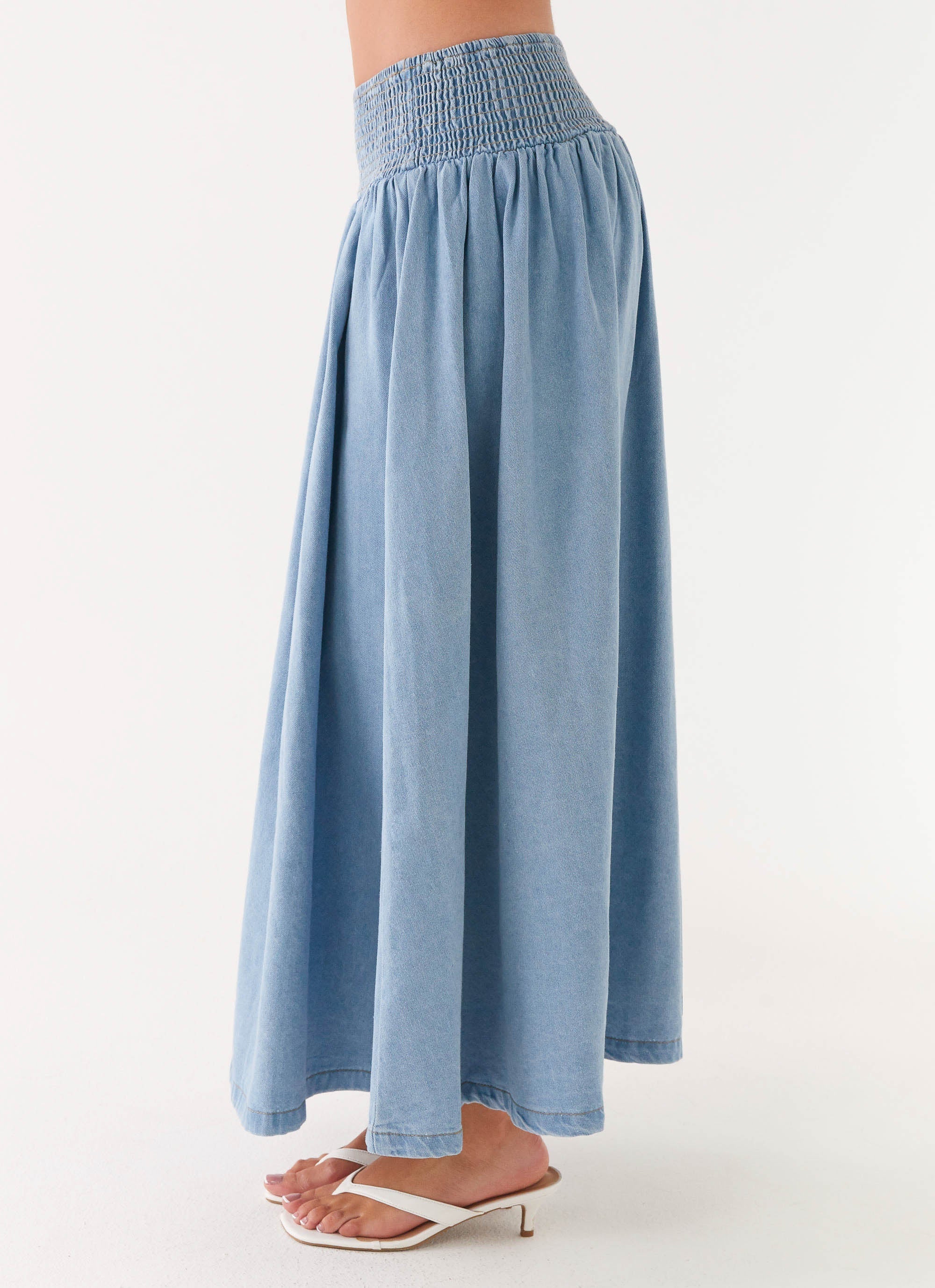Heater Midi Skirt - Washed Blue