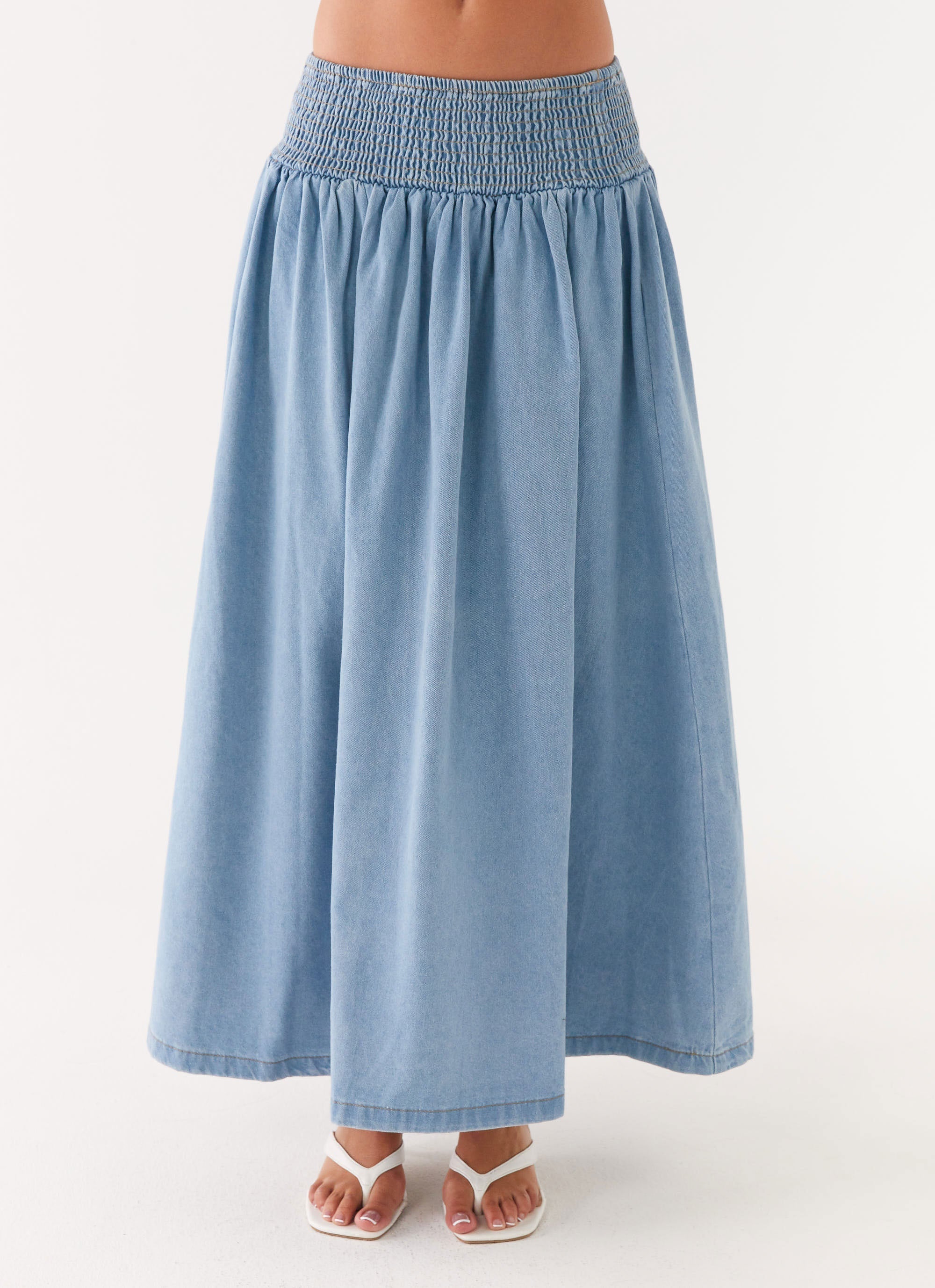Heater Midi Skirt - Washed Blue