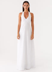 Heavy Hearted Linen Maxi Dress - White