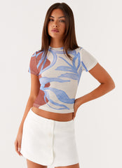 Late Night Mesh Baby Tee - Bloom Wave Print