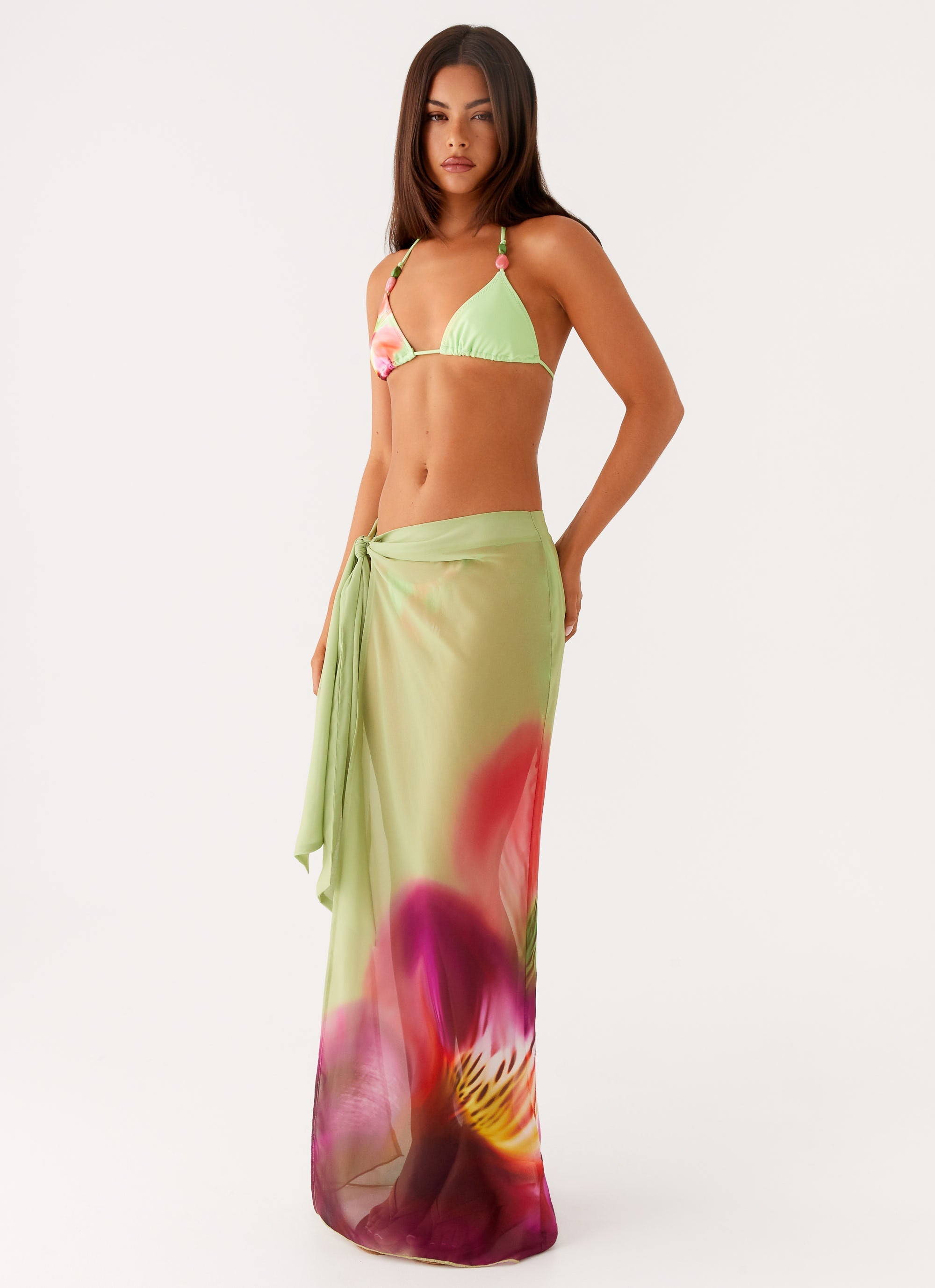 Low Tide Sarong Maxi Skirt - Green Tropical