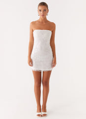 Moorey Beaded Mini Dress - White Silver
