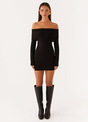 Myla Off Shoulder Mini Dress - Black