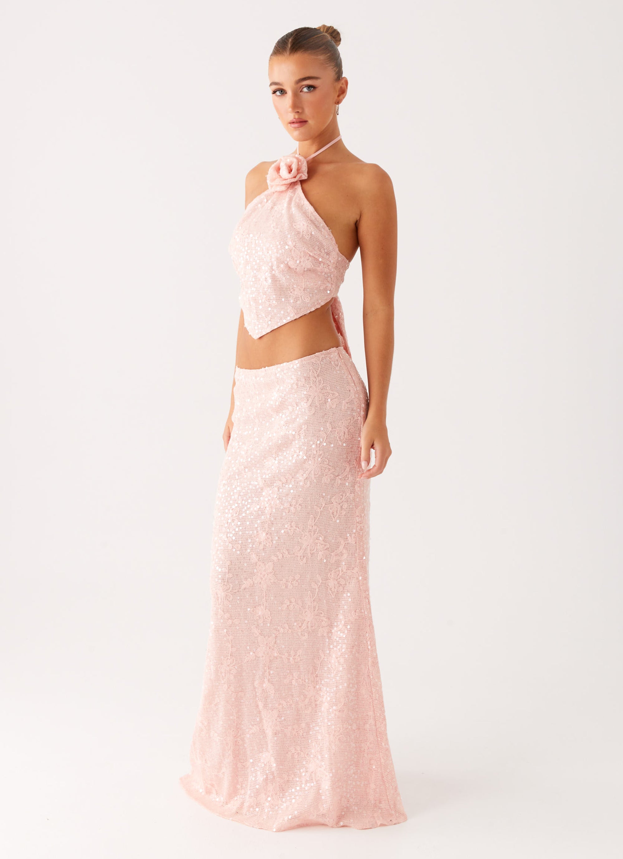 Nico Sequin Maxi Skirt - Pink