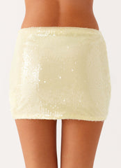 Nostalgic Nights Sequin Mini Skirt - Lemon Spritz