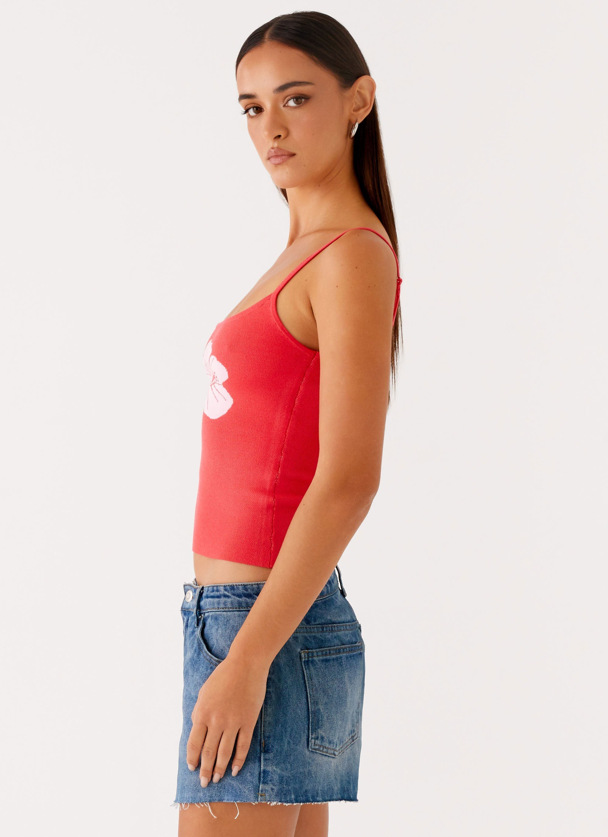 Ofira Knit Tank Top - Red Floral