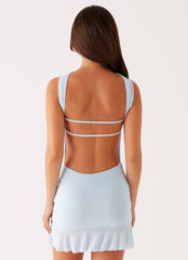 Pari Open Back Mini Dress - Pastel Blue