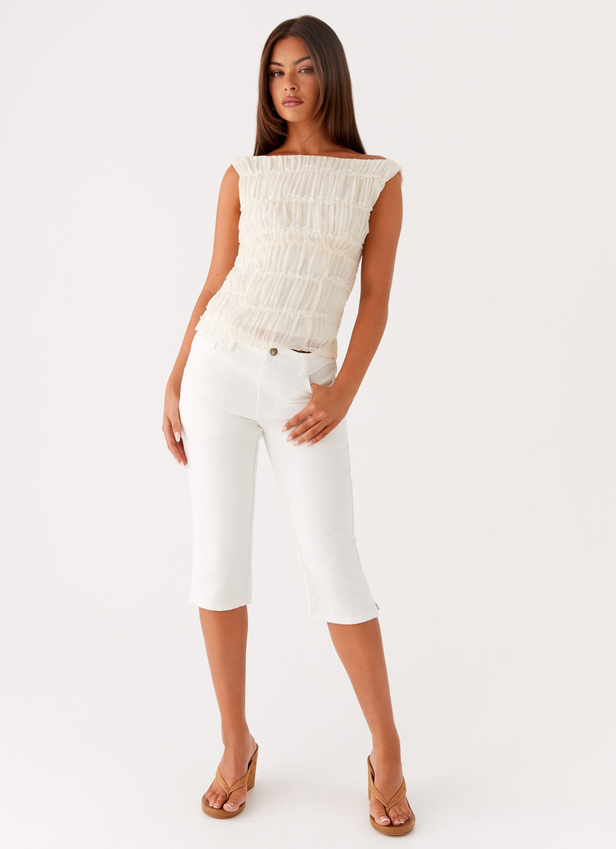 Rocco Denim Capri Pants - Off White
