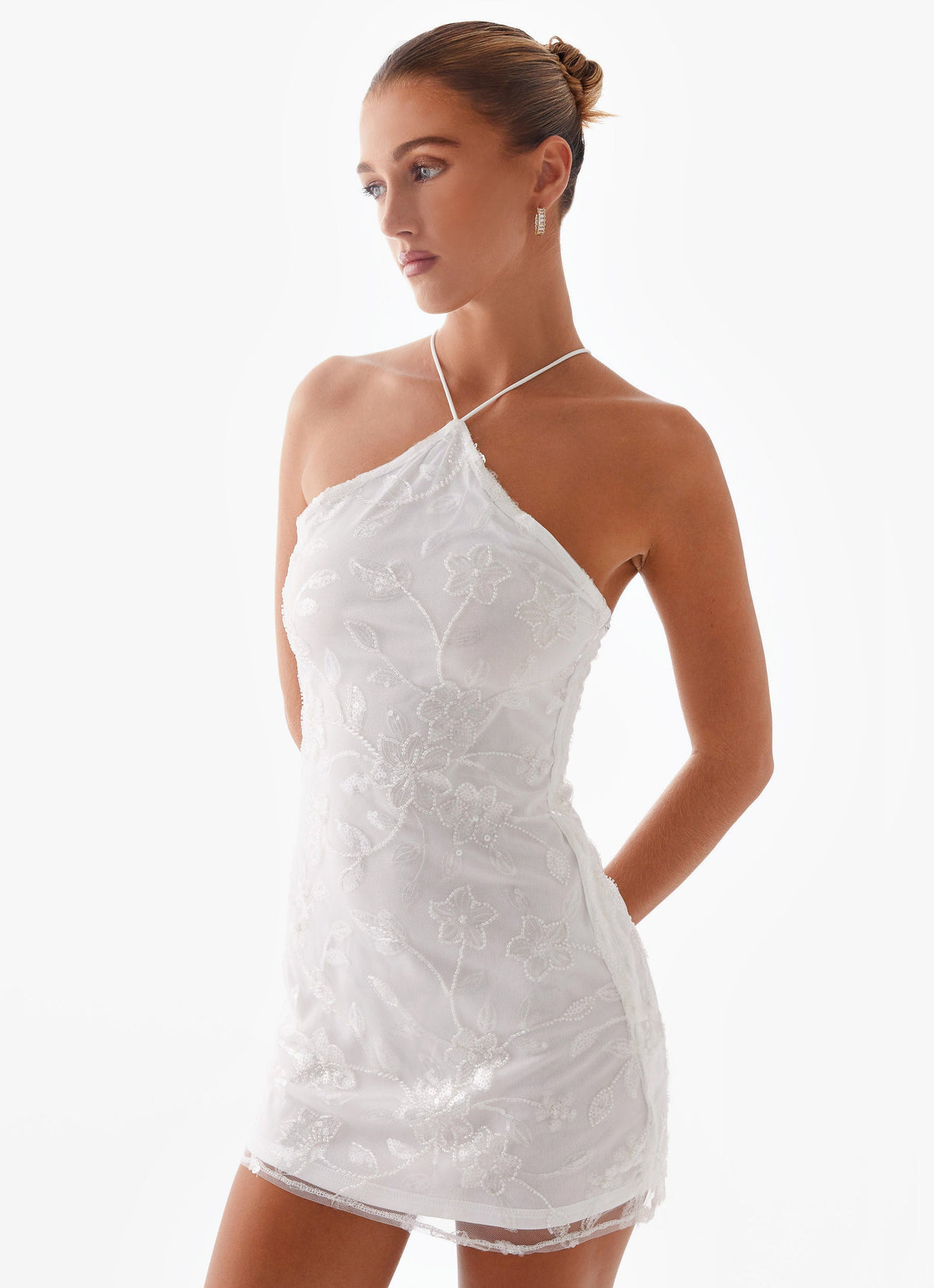 Rumi Beaded Mini Dress - White