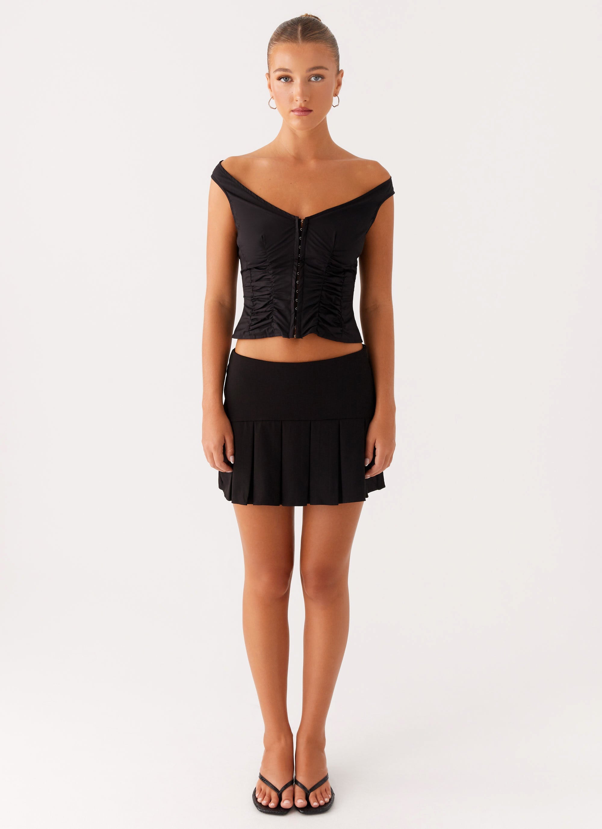 Shelby Pleated Mini Skirt - Black